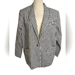 Bon Magique Vintage Y2K 90s Black and White Checkered Gingham Blazer Jacket